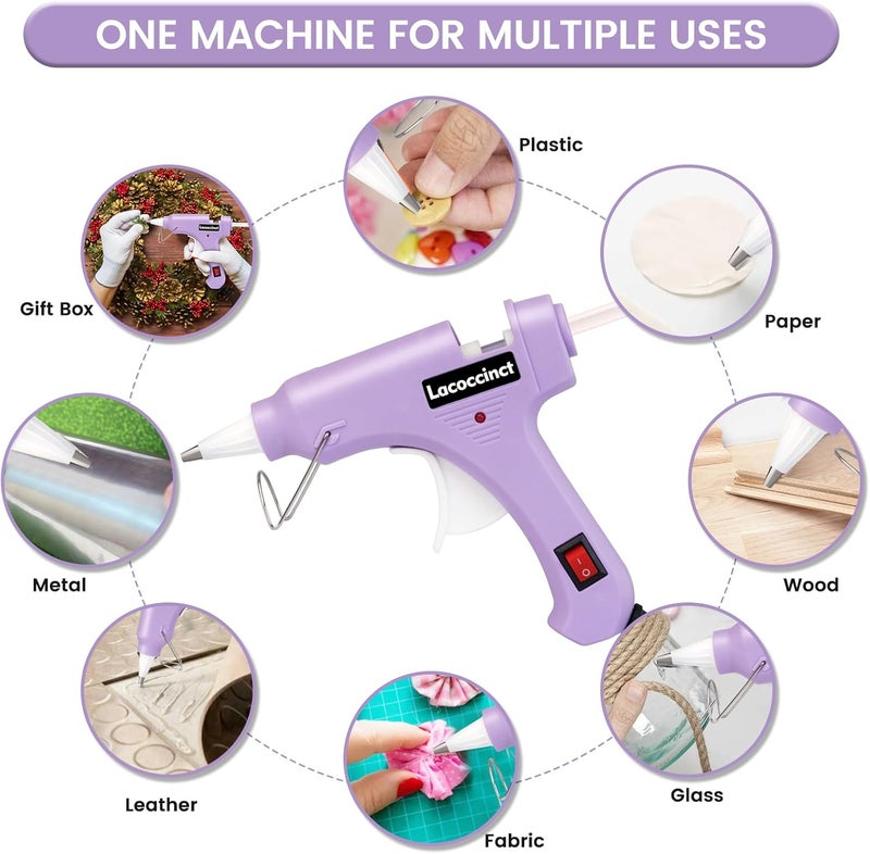 Lacoccinct Hot Glue Gun, Mini Hot Glue Gun Kit with 30 Glue Sticks, Fast Preheating Hot Melt for School Crafts DIY Arts and Quick Home Repairs, 20w Light Purple - Image 5